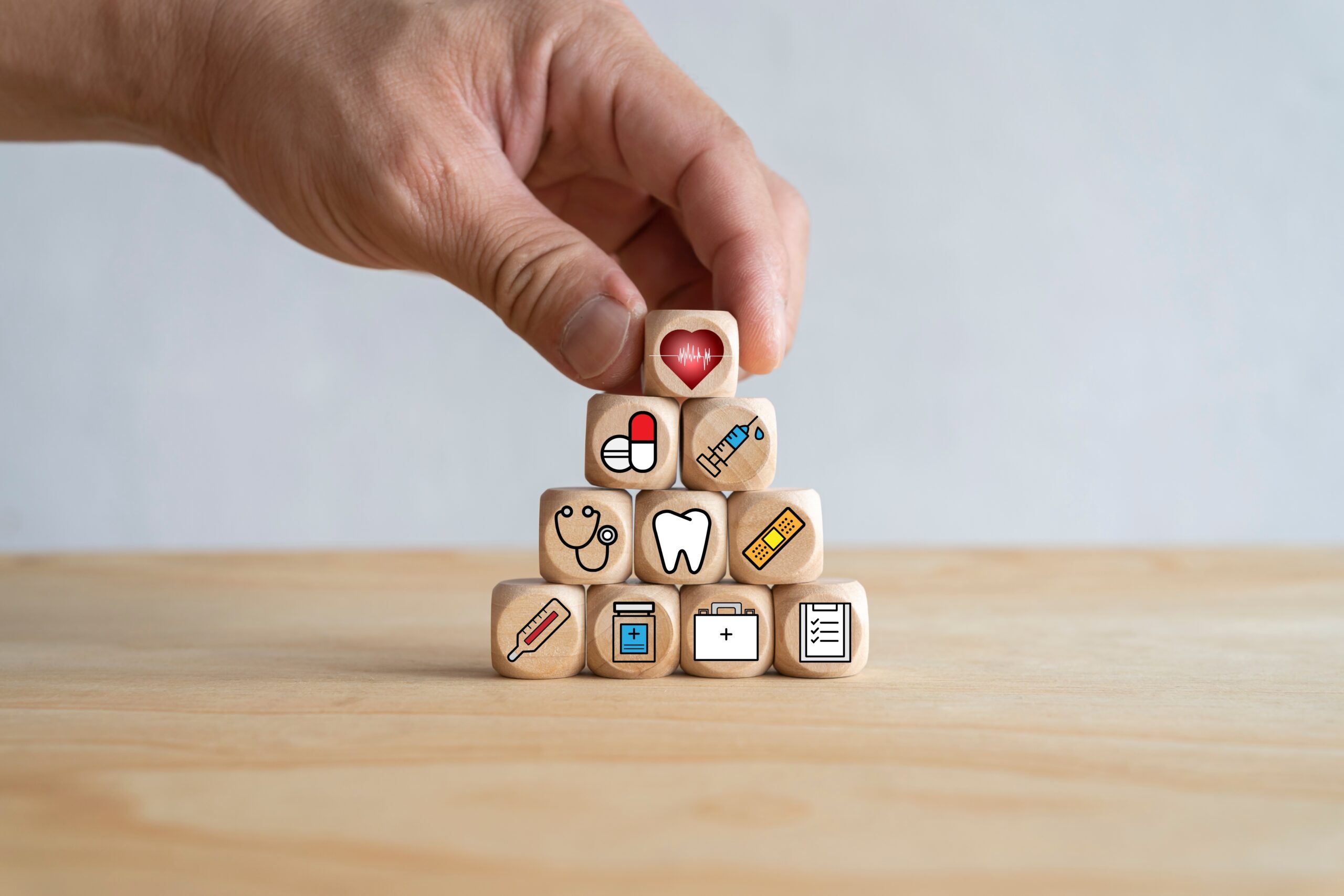 Medical,Icon,On,Pyramid,Of,Cubes.,Medicine,And,Health,Insurance